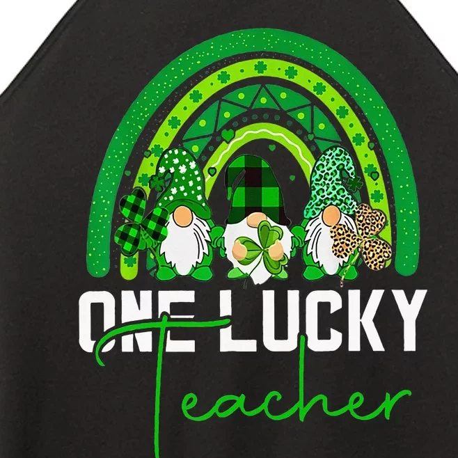 One Lucky Teacher Irish Gnome Leopard Patricks Day Women’s Perfect Tri Rocker Tank