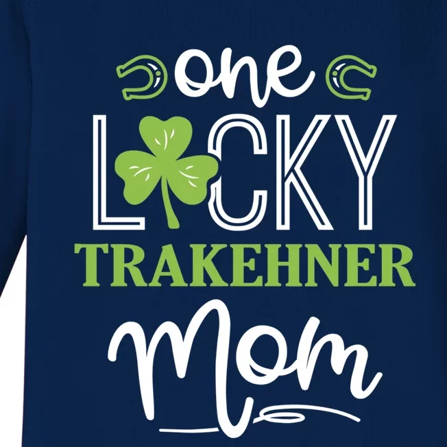 One Lucky Trakehner Horse Mom Irish Horseback Riding Meaningful Gift Baby Long Sleeve Bodysuit