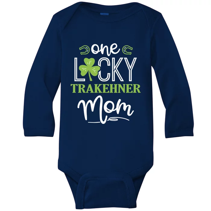 One Lucky Trakehner Horse Mom Irish Horseback Riding Meaningful Gift Baby Long Sleeve Bodysuit