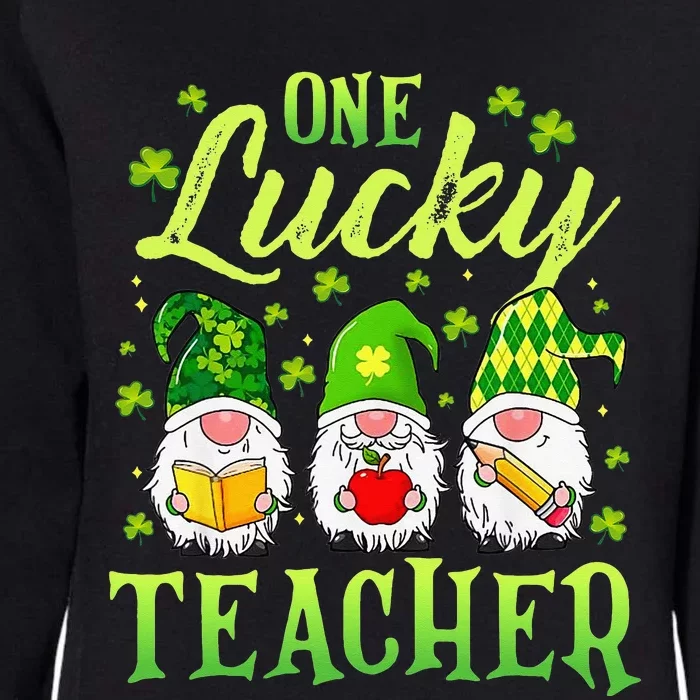 One Lucky Teacher Irish Gnome Leopard Patricks Day Womens California Wash Sweatshirt