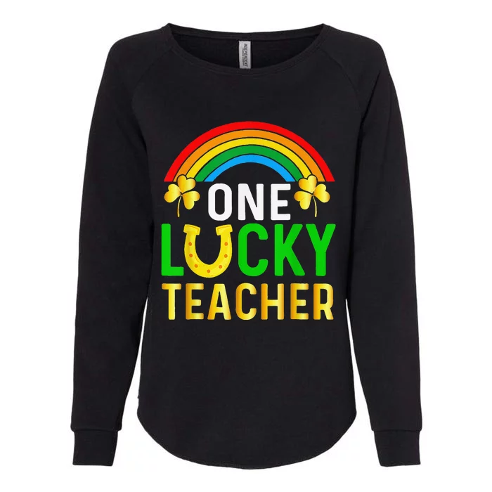 One Lucky Teacher Gift Saint Patrick's Day Shamrock Leopard Womens California Wash Sweatshirt