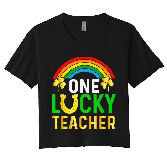 One Lucky Teacher Gift Saint Patrick's Day Shamrock Leopard Women's Crop Top Tee