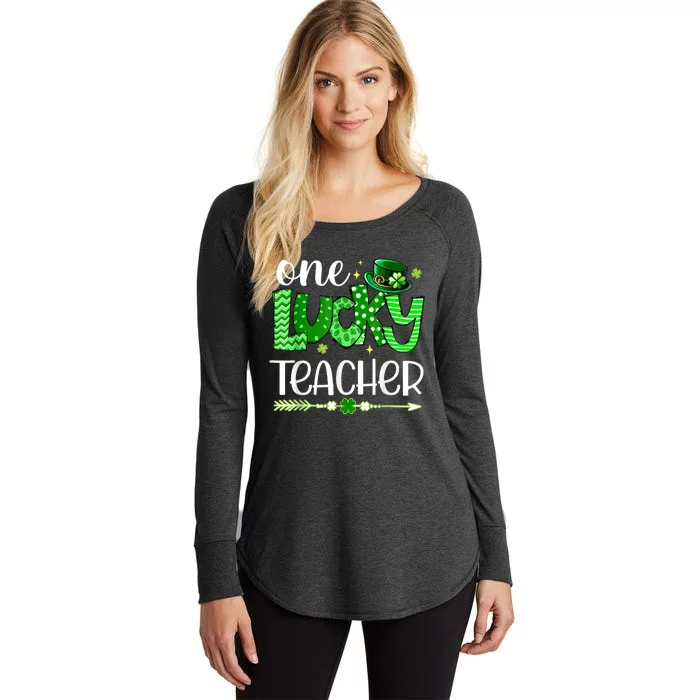 One Lucky Teacher Happy St Patricks Day Cute Green Shamrock Women's Perfect Tri Tunic Long Sleeve Shirt