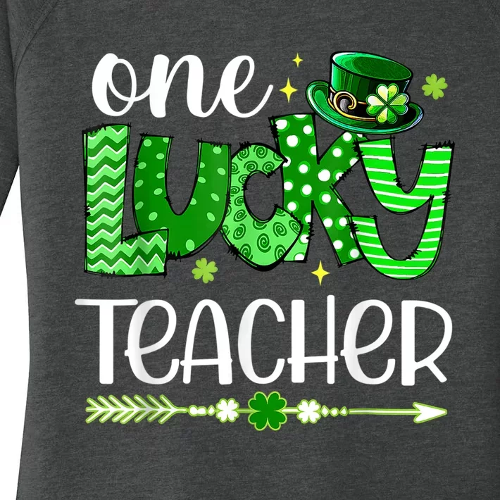 One Lucky Teacher Happy St Patricks Day Cute Green Shamrock Women's Perfect Tri Tunic Long Sleeve Shirt