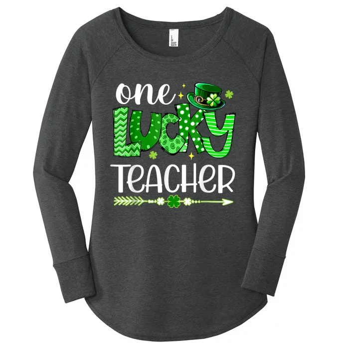 One Lucky Teacher Happy St Patricks Day Cute Green Shamrock Women's Perfect Tri Tunic Long Sleeve Shirt