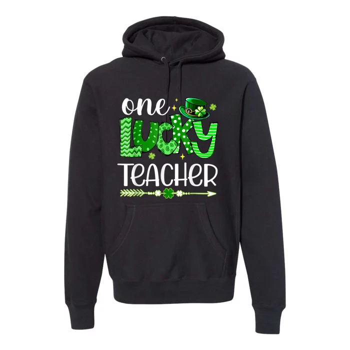 One Lucky Teacher Happy St Patricks Day Cute Green Shamrock Premium Hoodie