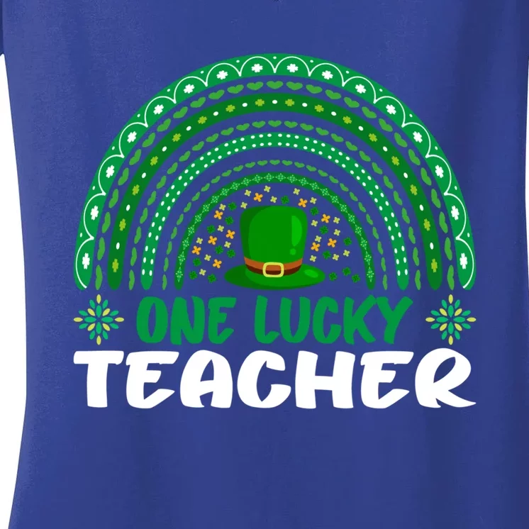 One Lucky Teacher St Patrick's Day Funny For Teacher Gift Women's V-Neck T-Shirt