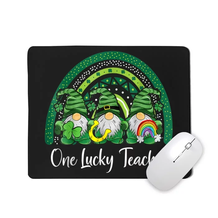 One Lucky Teacher Gnomes Happy St Patricks Day Rainbow Gnome Mousepad