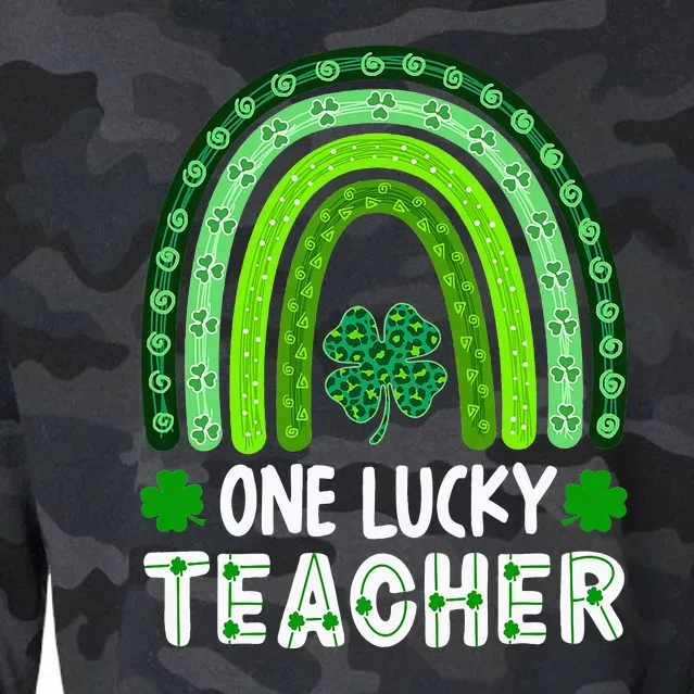 One Lucky Teacher Irish Shamrock Teacher St Patrick's Day Cropped Pullover Crew