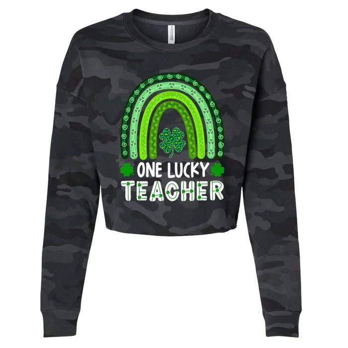 One Lucky Teacher Irish Shamrock Teacher St Patrick's Day Cropped Pullover Crew