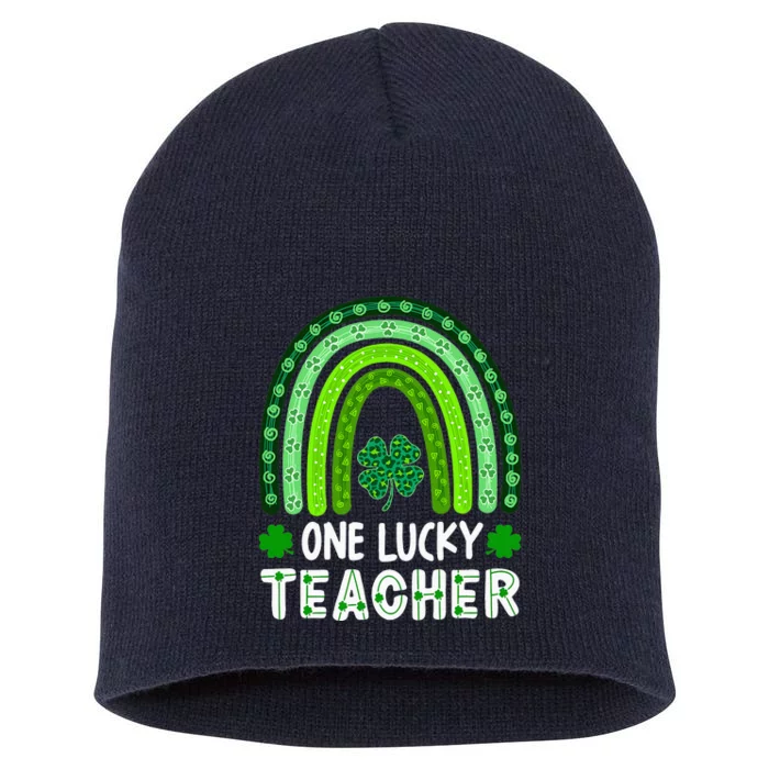 One Lucky Teacher Irish Shamrock Teacher St Patrick's Day Short Acrylic Beanie