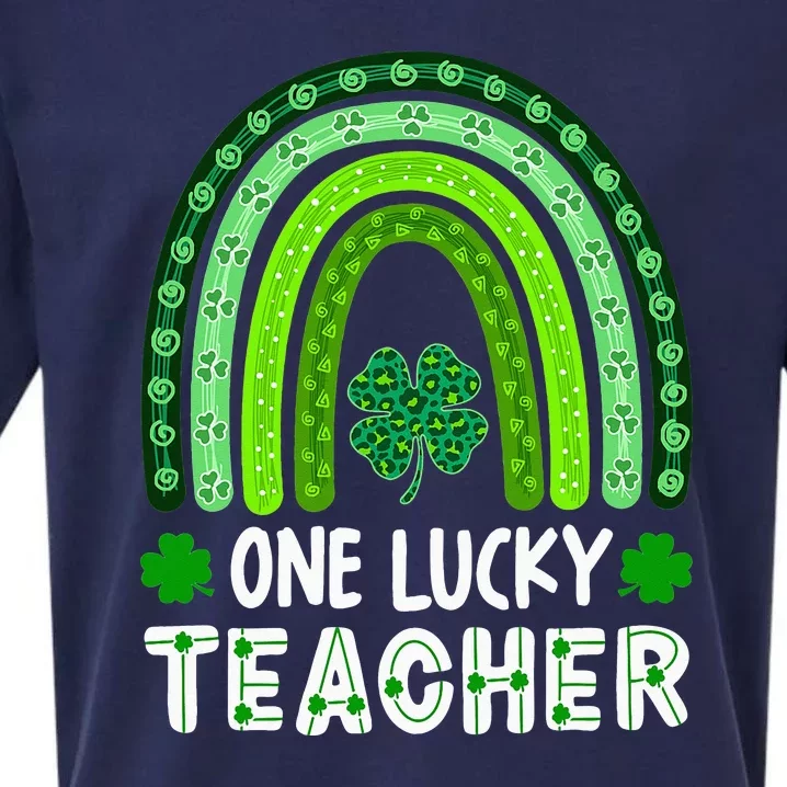 One Lucky Teacher Irish Shamrock Teacher St Patrick's Day Sueded Cloud Jersey T-Shirt