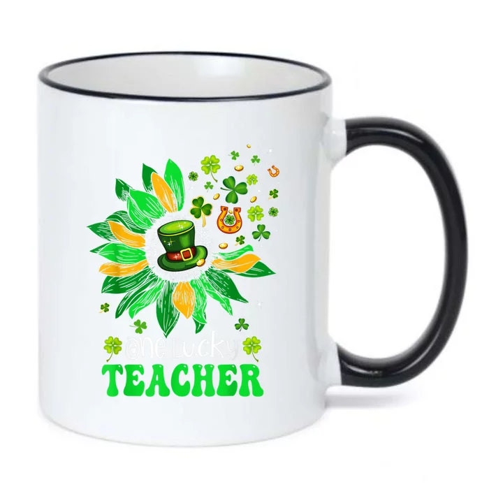 One Lucky Teacher St Patrick's Day Sunflower Black Color Changing Mug