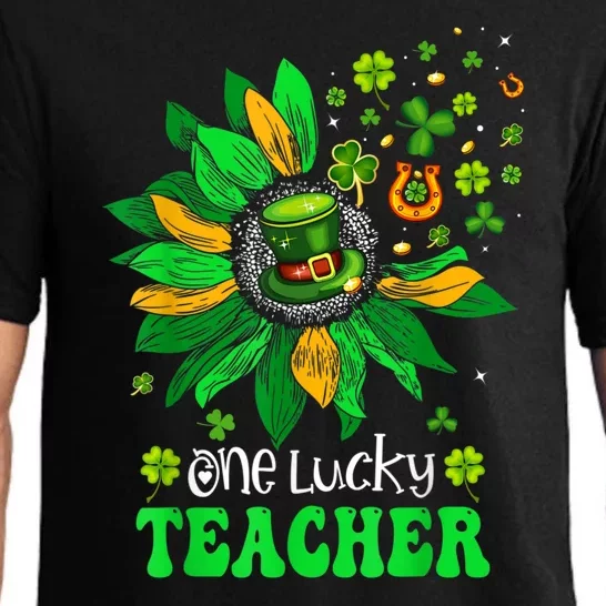 One Lucky Teacher St Patrick's Day Sunflower Pajama Set