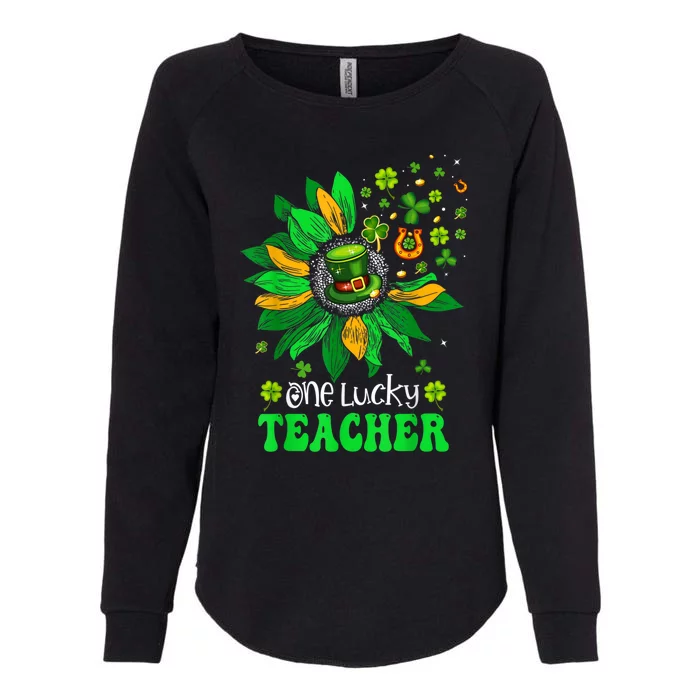 One Lucky Teacher St Patrick's Day Sunflower Womens California Wash Sweatshirt