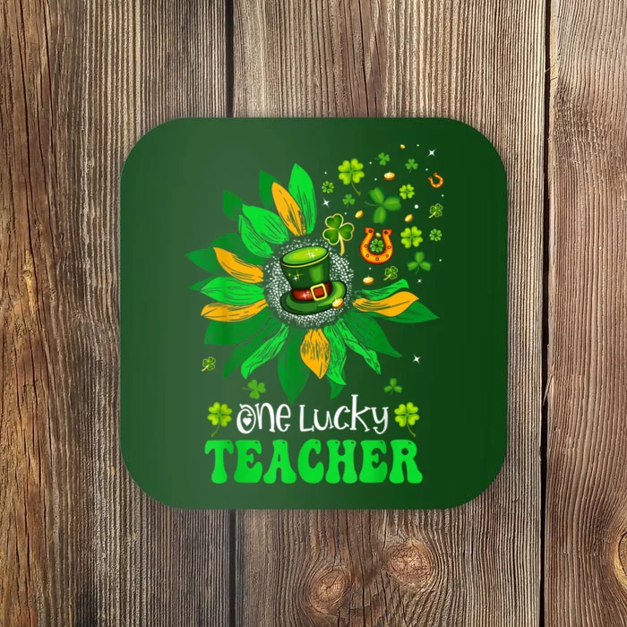 One Lucky Teacher St Patrick's Day Sunflower Coaster