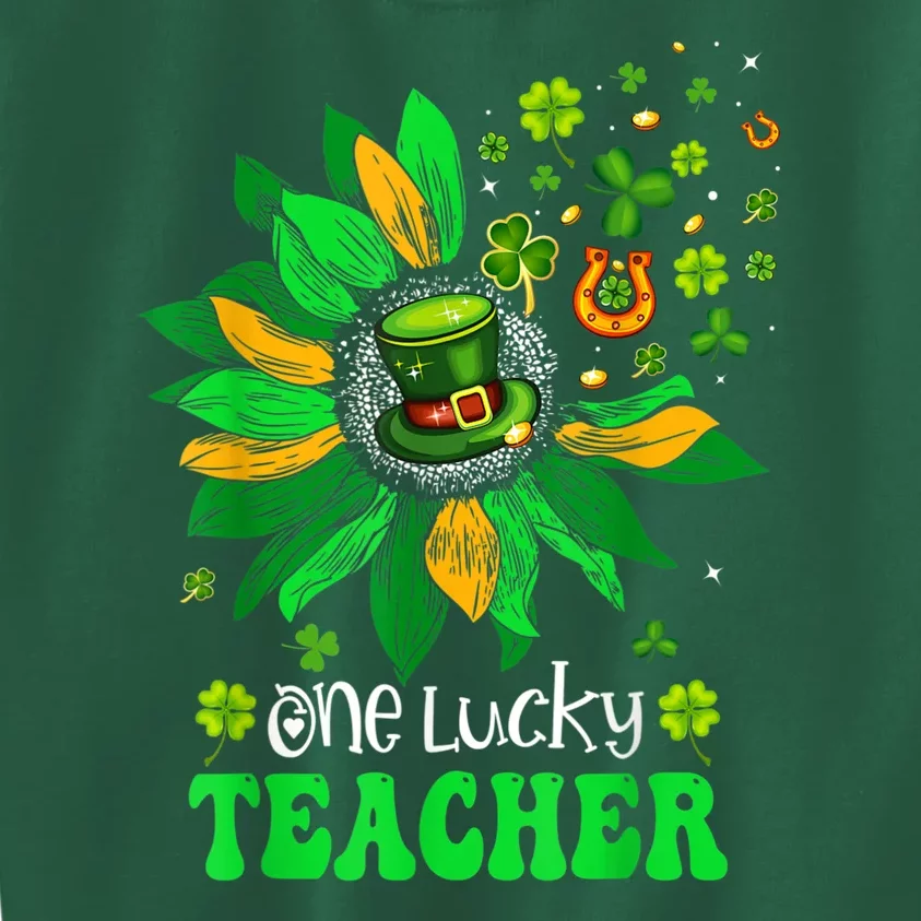 One Lucky Teacher St Patrick's Day Sunflower Kids Sweatshirt