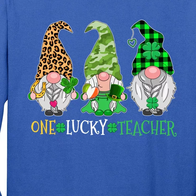 One Lucky Teacher Gnome St Patricks Day Gnomes Teacher Cute Gift Tall Long Sleeve T-Shirt