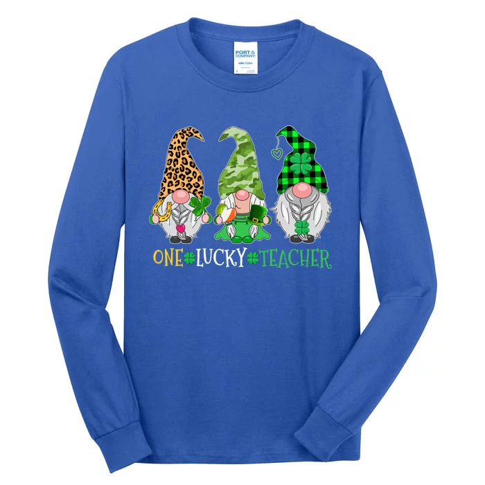 One Lucky Teacher Gnome St Patricks Day Gnomes Teacher Cute Gift Tall Long Sleeve T-Shirt