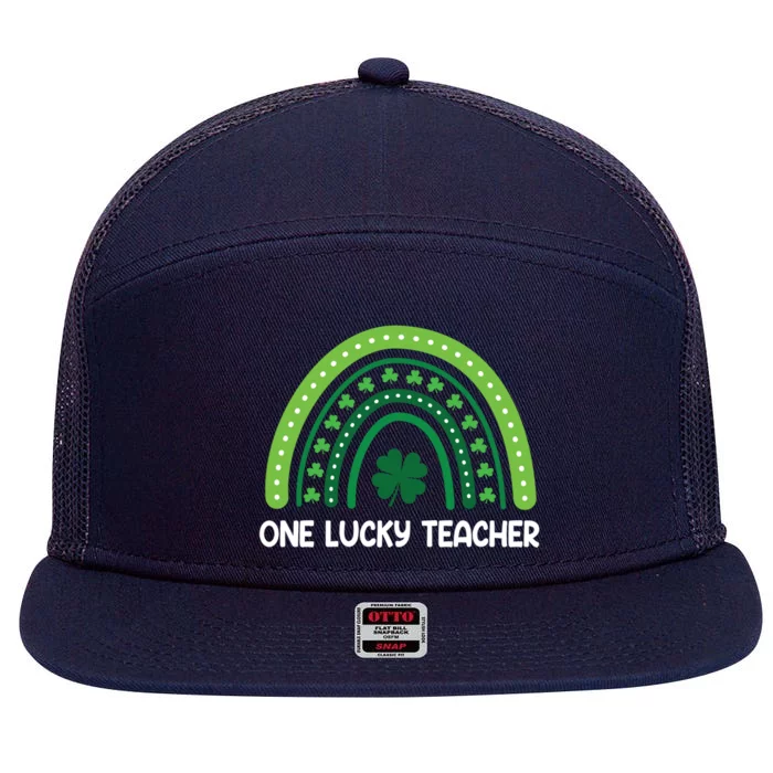 One Lucky Teacher Rainbow St Patrick’s Day Appreciation Meaningful Gift 7 Panel Mesh Trucker Snapback Hat