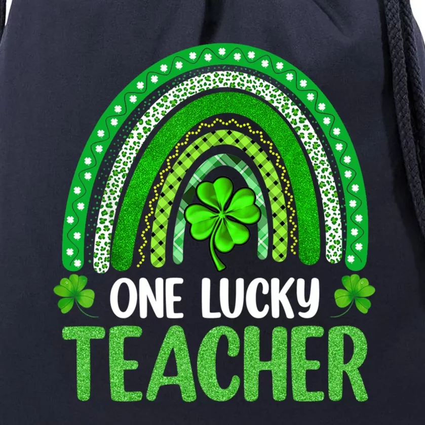 One Lucky Teacher Rainbow St Patrick’s Day Teacher Funny Gift Meaningful Gift Drawstring Bag