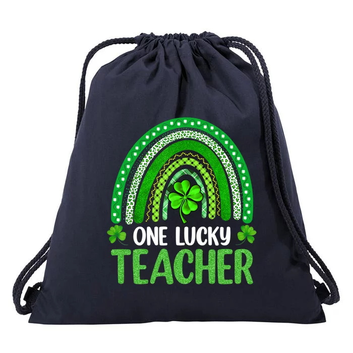 One Lucky Teacher Rainbow St Patrick’s Day Teacher Funny Gift Meaningful Gift Drawstring Bag