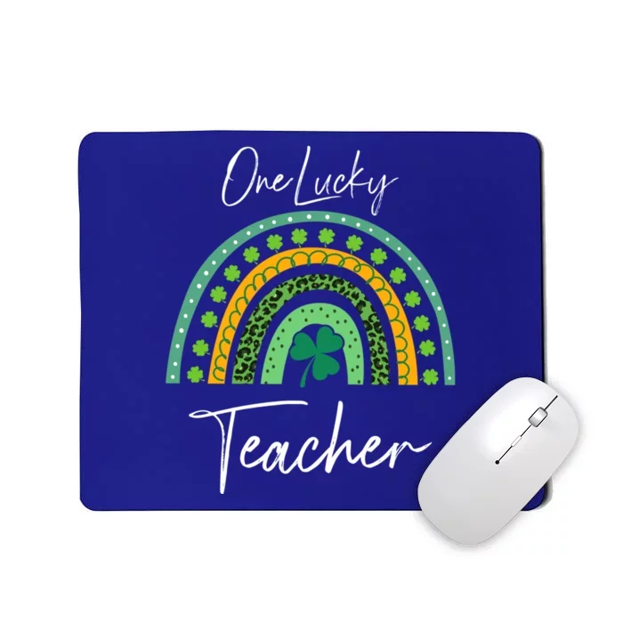 One Lucky Teacher With Shamrock Rainbow For St Patricks Day Gift Mousepad