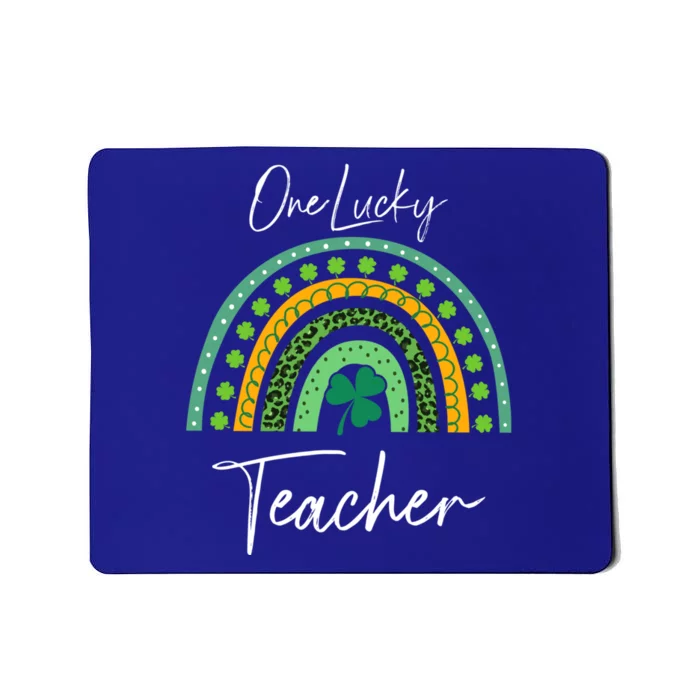 One Lucky Teacher With Shamrock Rainbow For St Patricks Day Gift Mousepad