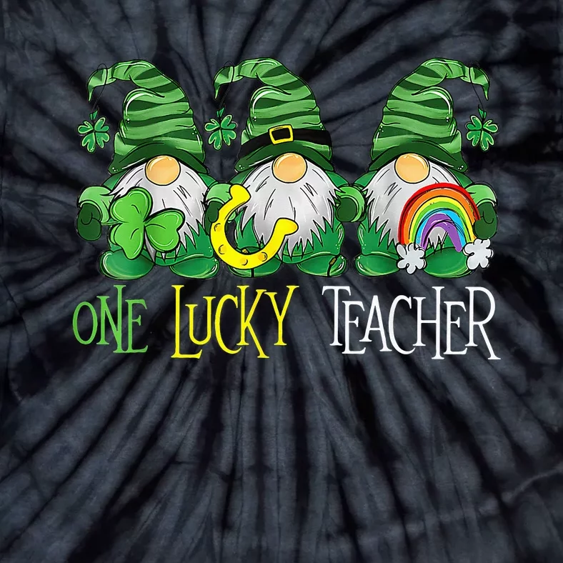 One Lucky Teacher Gnomes Happy St Patrick's Day Gnome Irish Tie-Dye T-Shirt