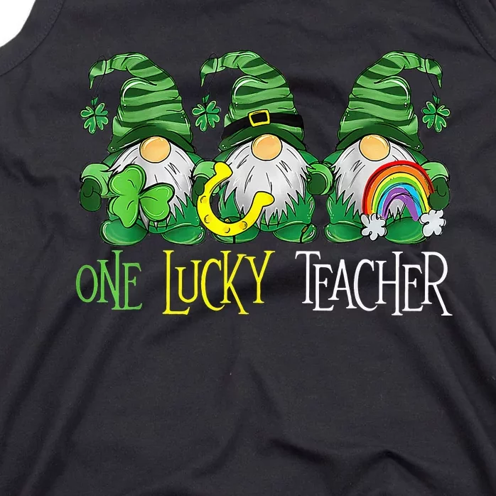 One Lucky Teacher Gnomes Happy St Patrick's Day Gnome Irish Tank Top