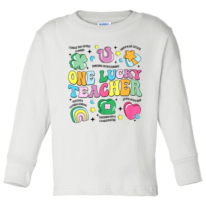 One Lucky Teacher Retro Teacher St PatrickS Day Teaching Toddler Long Sleeve Shirt