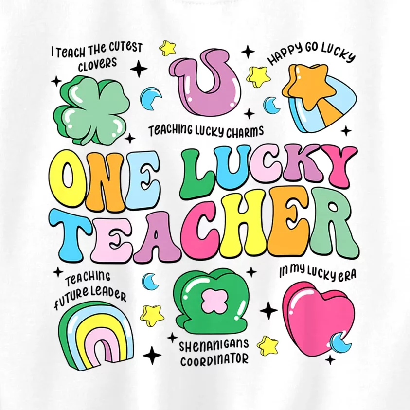 One Lucky Teacher Retro Teacher St PatrickS Day Teaching Kids Sweatshirt