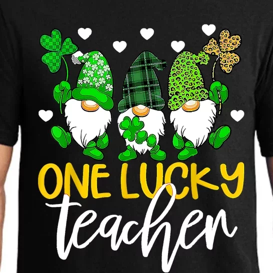 One Lucky Teacher Gnomies St Patrick's Day Gnome Shamrock Pajama Set