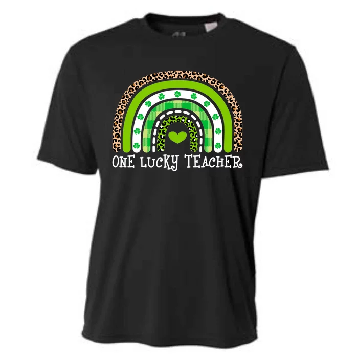 One Lucky Teacher Rainbow Leopard Cooling Performance Crew T-Shirt