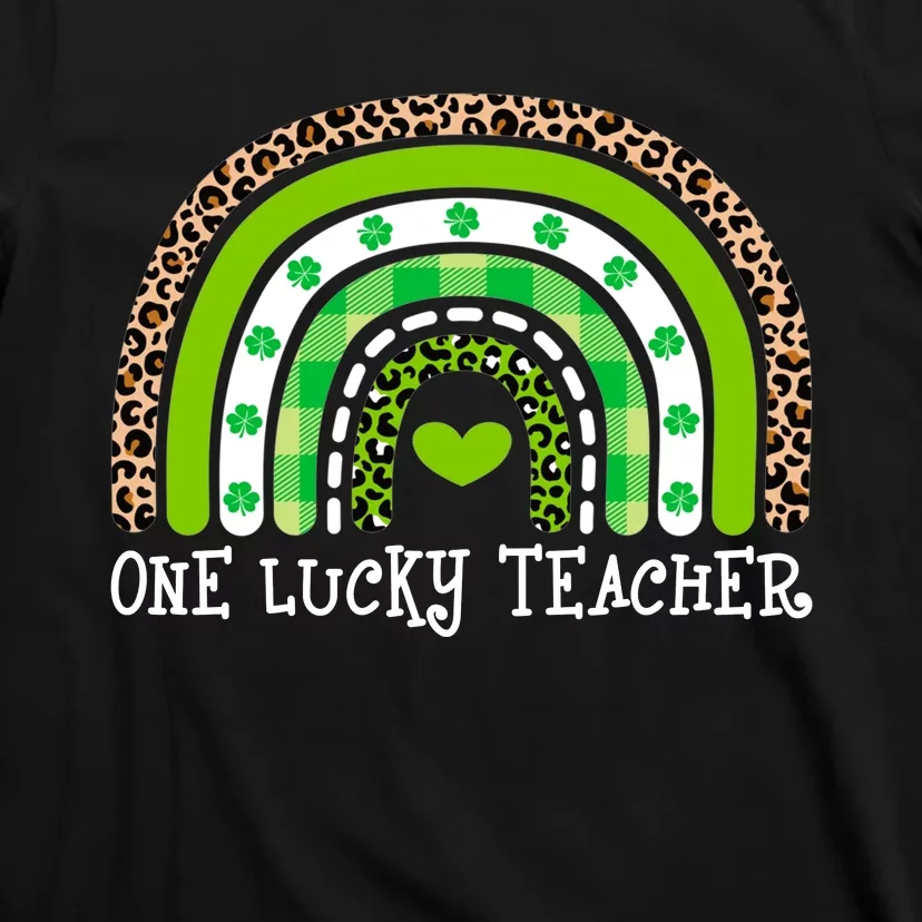 One Lucky Teacher Rainbow Leopard T-Shirt