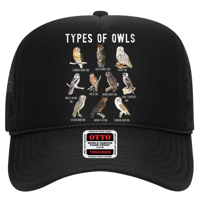 Owl Lover Types Of Owls Owls Of World Owl High Crown Mesh Trucker Hat