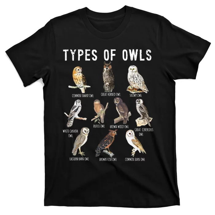 Owl Lover Types Of Owls Owls Of World Owl T-Shirt