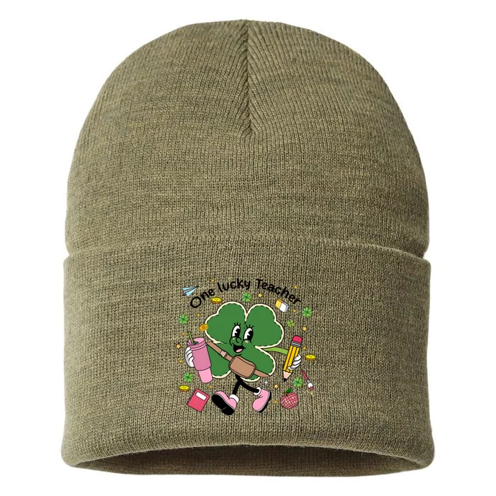 One Lucky Teacher St PatrickS Day Sustainable Knit Beanie