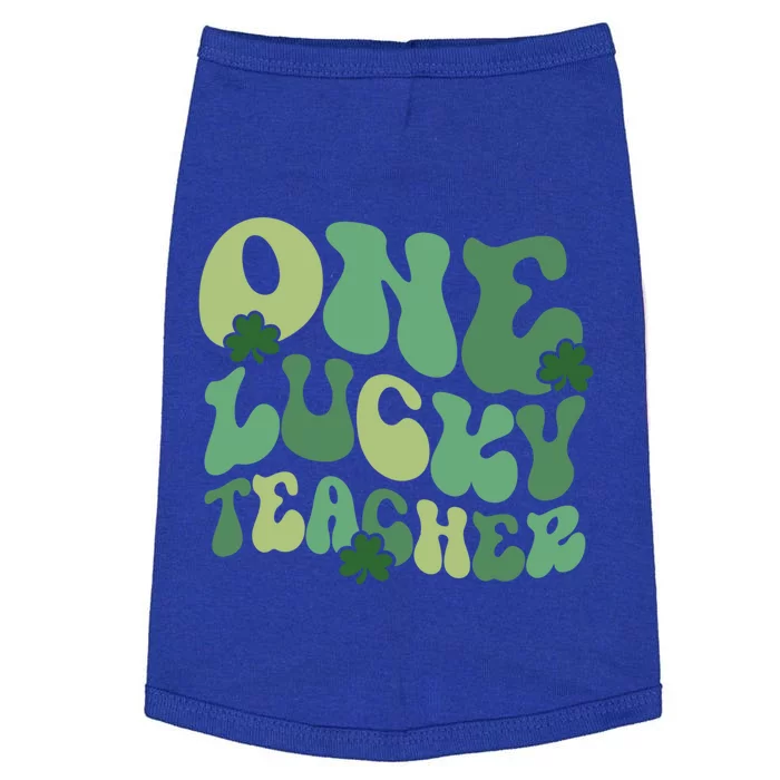 One Lucky Teacher St Patrick S Day Retro Blessed Teacher Gift Doggie Tank