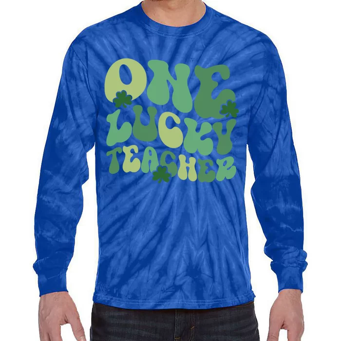 One Lucky Teacher St Patrick S Day Retro Blessed Teacher Gift Tie-Dye Long Sleeve Shirt