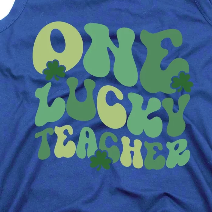 One Lucky Teacher St Patrick S Day Retro Blessed Teacher Gift Tank Top