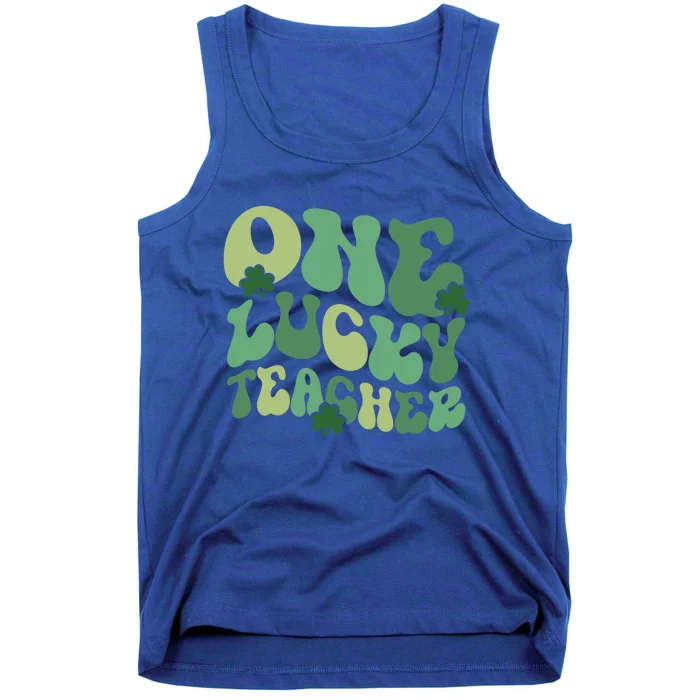 One Lucky Teacher St Patrick S Day Retro Blessed Teacher Gift Tank Top