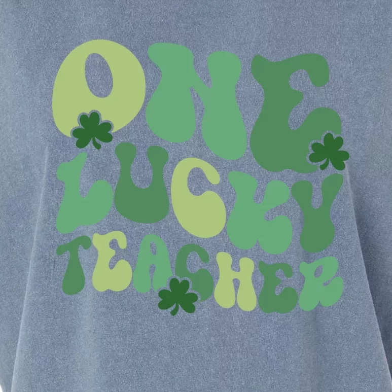 One Lucky Teacher St Patrick S Day Retro Blessed Teacher Gift Garment-Dyed Women's Muscle Tee