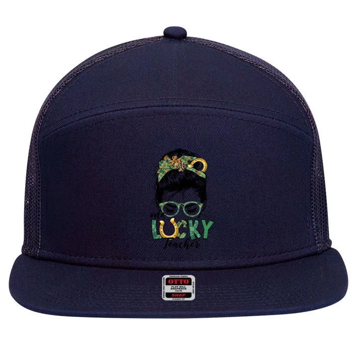 One Lucky Teacher St Patrick's Day 7 Panel Mesh Trucker Snapback Hat