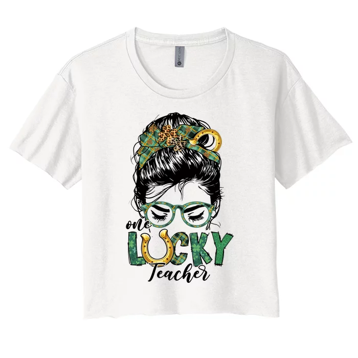 One Lucky Teacher St Patrick's Day Women's Crop Top Tee