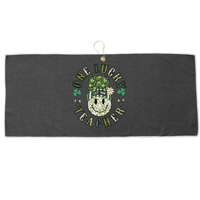 One Lucky Teacher St Patricks Day Large Microfiber Waffle Golf Towel