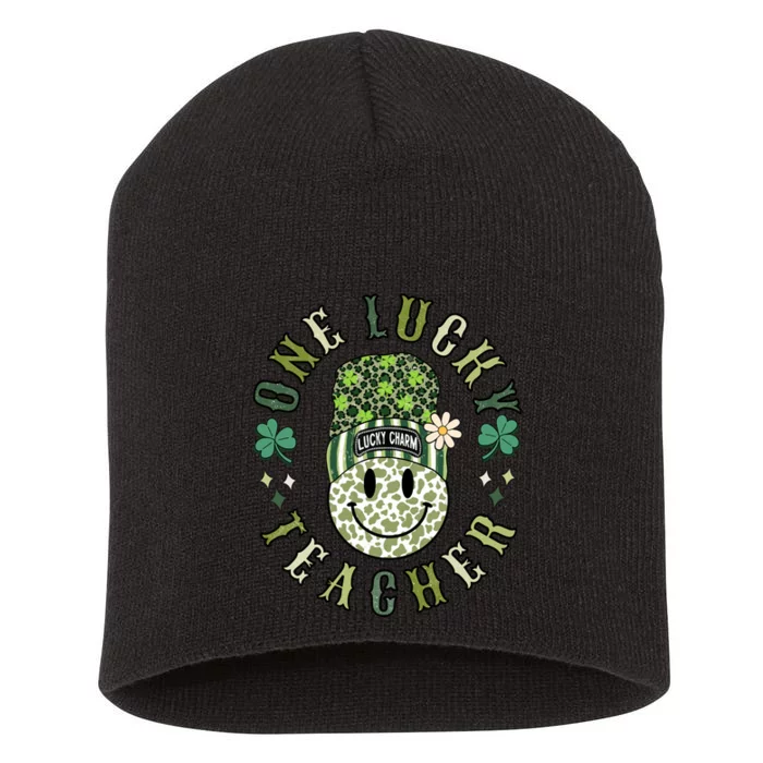 One Lucky Teacher St Patricks Day Short Acrylic Beanie