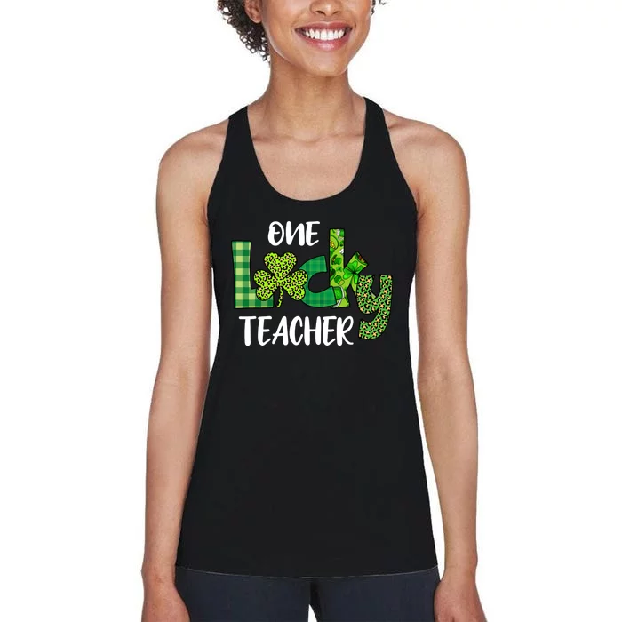 One Lucky Teacher St Women's Racerback Tank