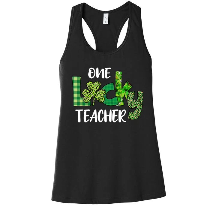 One Lucky Teacher St Women's Racerback Tank