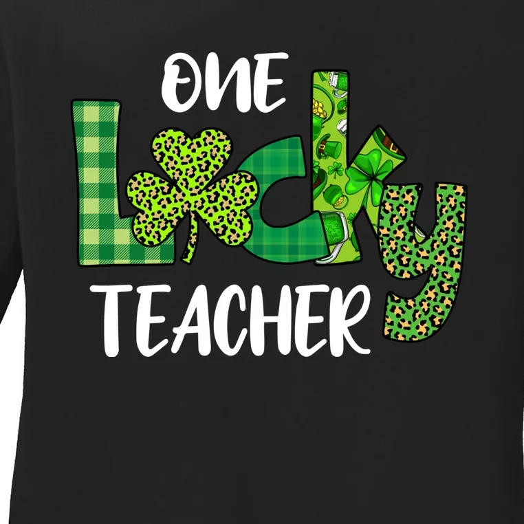 One Lucky Teacher St Ladies Long Sleeve Shirt